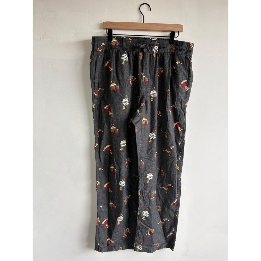 American Eagle Mens The Grinch Pajama Pants Gray Flannel cozy xmas Sleepwear L
